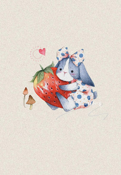 萌系可爱小兔子插画高清手机壁纸