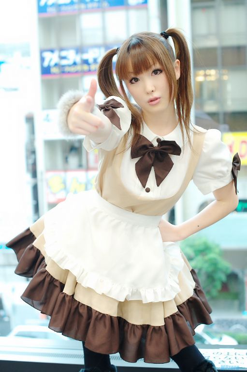 咖啡厅可爱女仆cosplay  两个可爱的翘辫子图片