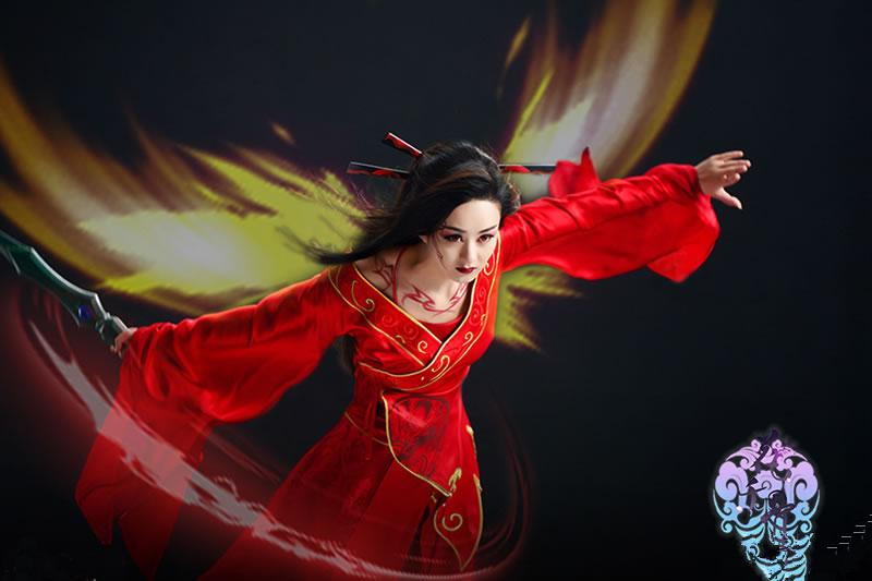 赵丽颖《花千骨》最新剧照图片化身妖神 一袭红衣冷艳霸气图片