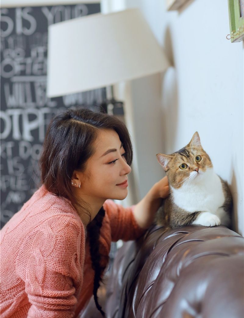 陈紫函家居写真 陈紫函怀抱萌宠爱心图片图片
