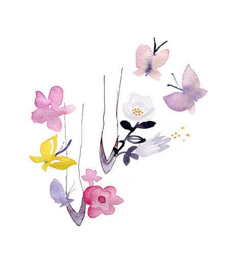度薇年水彩手绘花环小清新插画图片图片