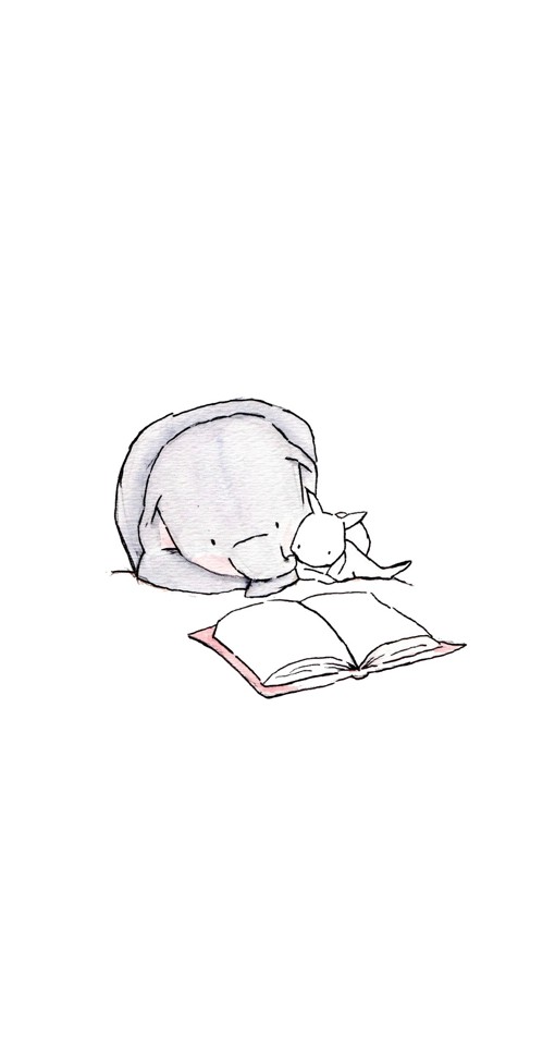 十二生肖兔图片：小象小白兔治愈系动物手绘插画图片图片