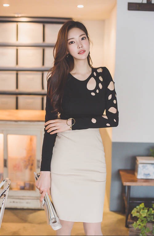 美女性感洞洞职业装艺术写真照图片