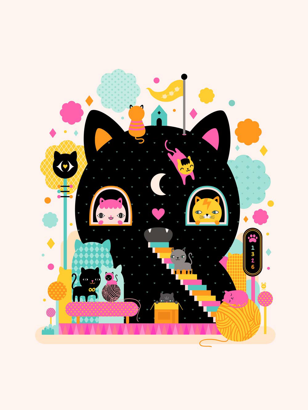 可爱卡通猫型周边创意艺术设计图片图片