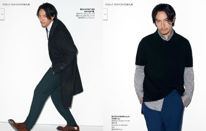 刘雯携手胡歌、张震共同演绎Vogue China12月刊时装大片图片