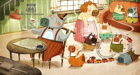 十二生肖猪图片  精美彩绘插画猪爸爸的戒烟史常图片图片