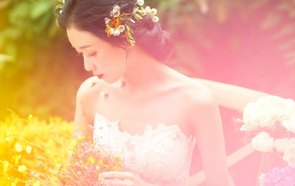 气质女神李小冉新娘装婚纱唯美写真摄影图片图片