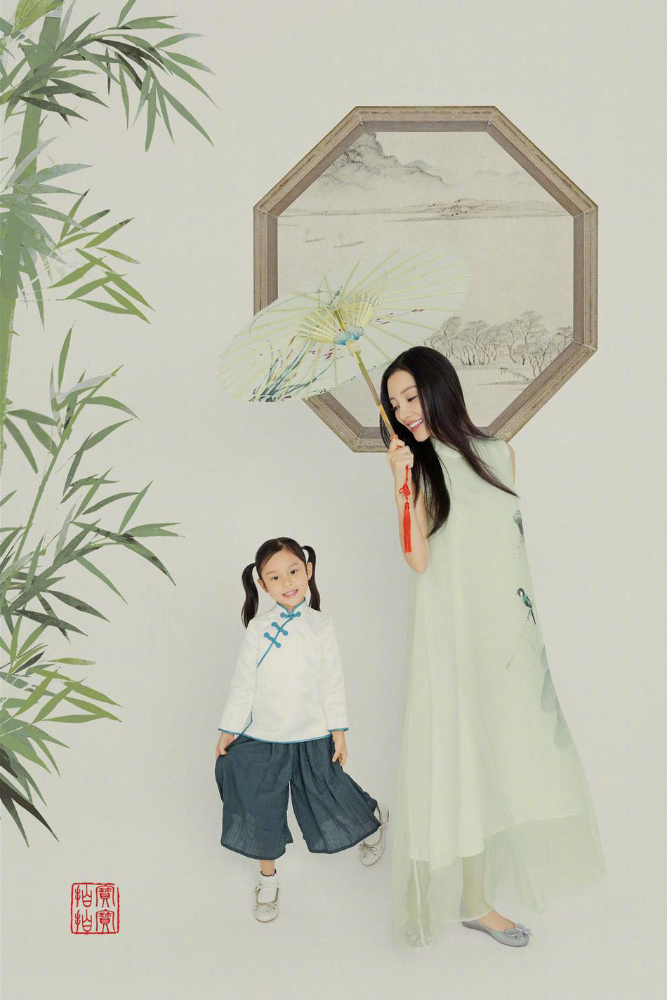 贾乃亮李小璐甜馨一家三口庆生写真大片图片