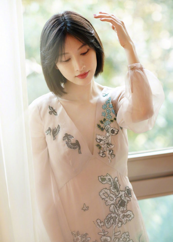 张静初薄纱长裙图片 美得很仙图片