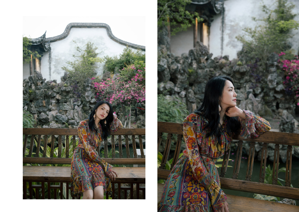 姚晨黑色人鱼高衩裙写真图片图片