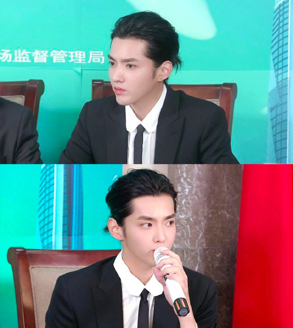 高清广州男明星吴亦凡黑色西服帅气图片图片