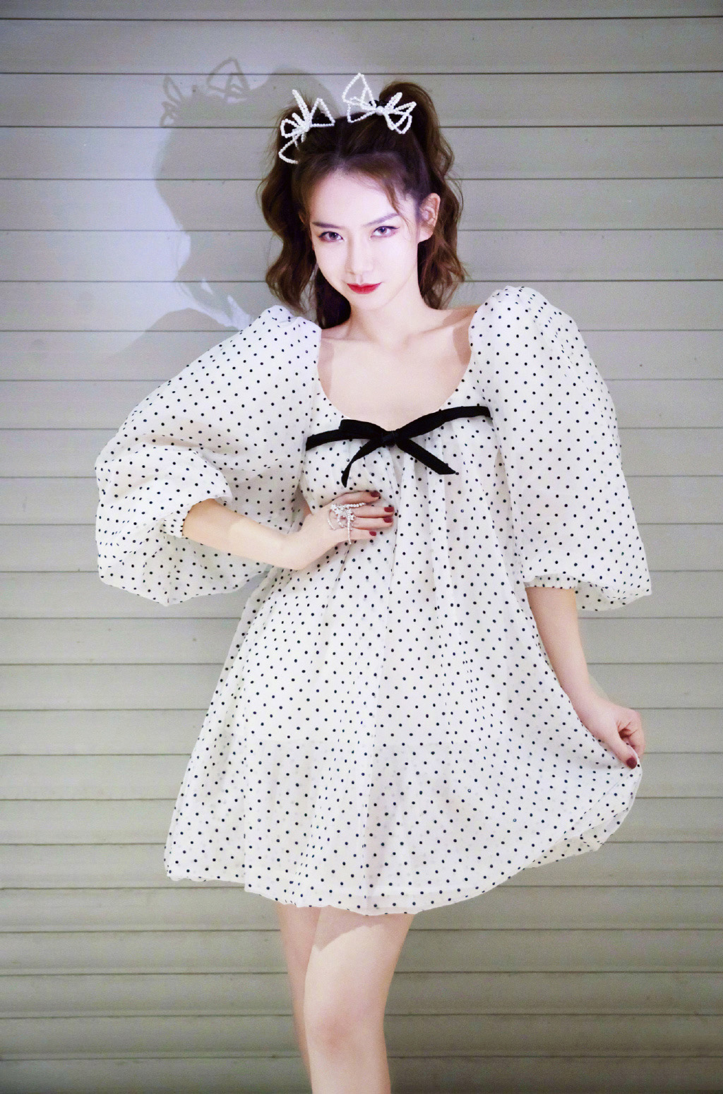 高清鞠婧祎蝴蝶结性感甜美写真图片图片