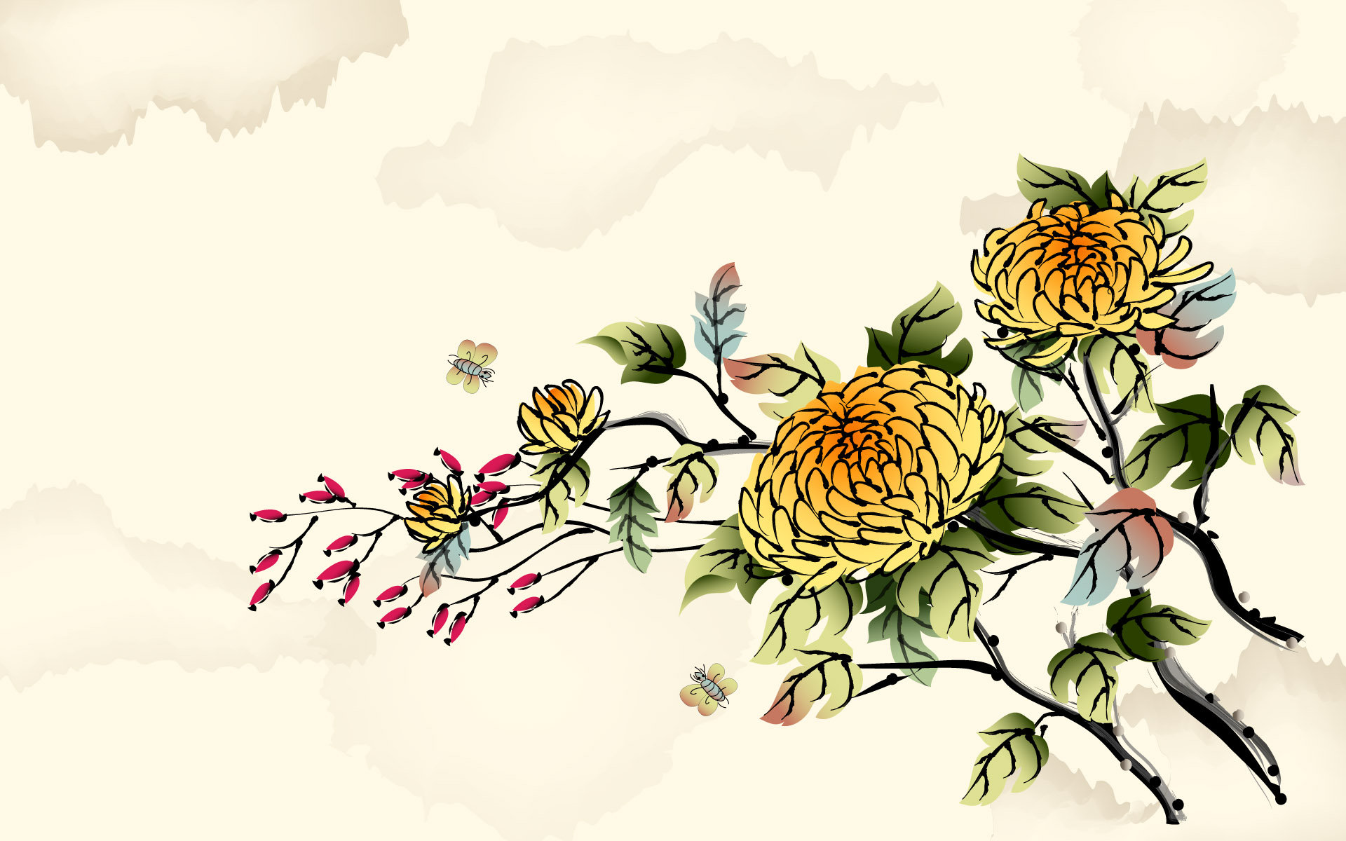 美丽鲜艳的海棠花风景桌面壁纸图片