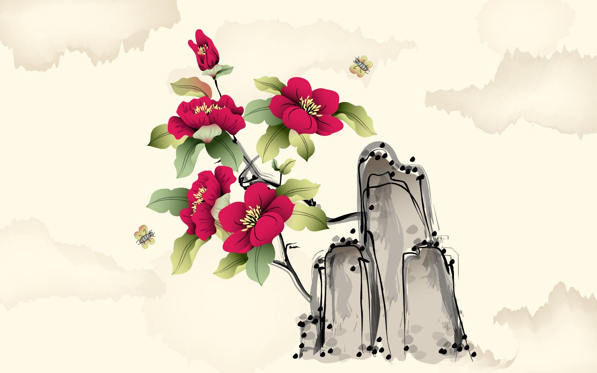 美丽鲜艳的海棠花风景桌面壁纸图片