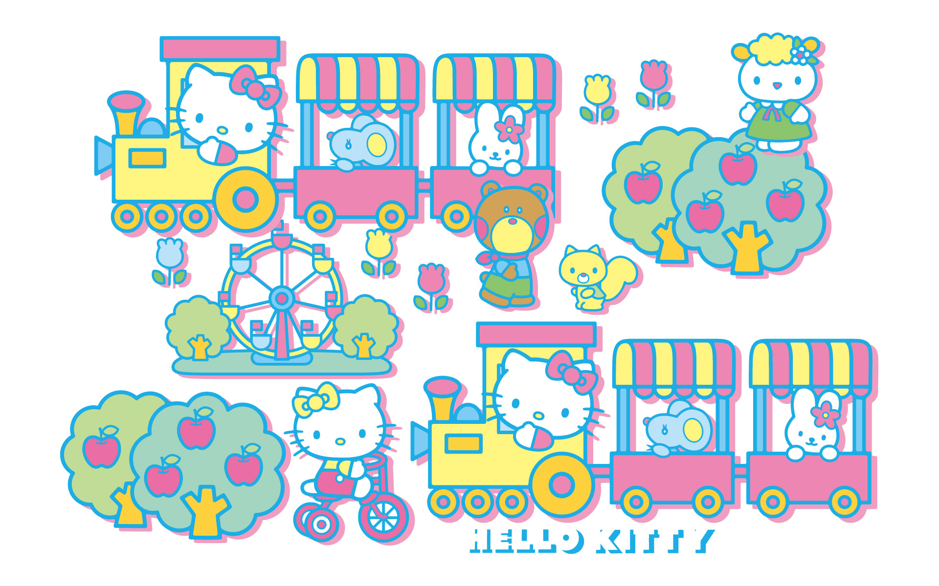 红色蝴蝶结可爱HelloKitty卡通宽屏壁纸图片