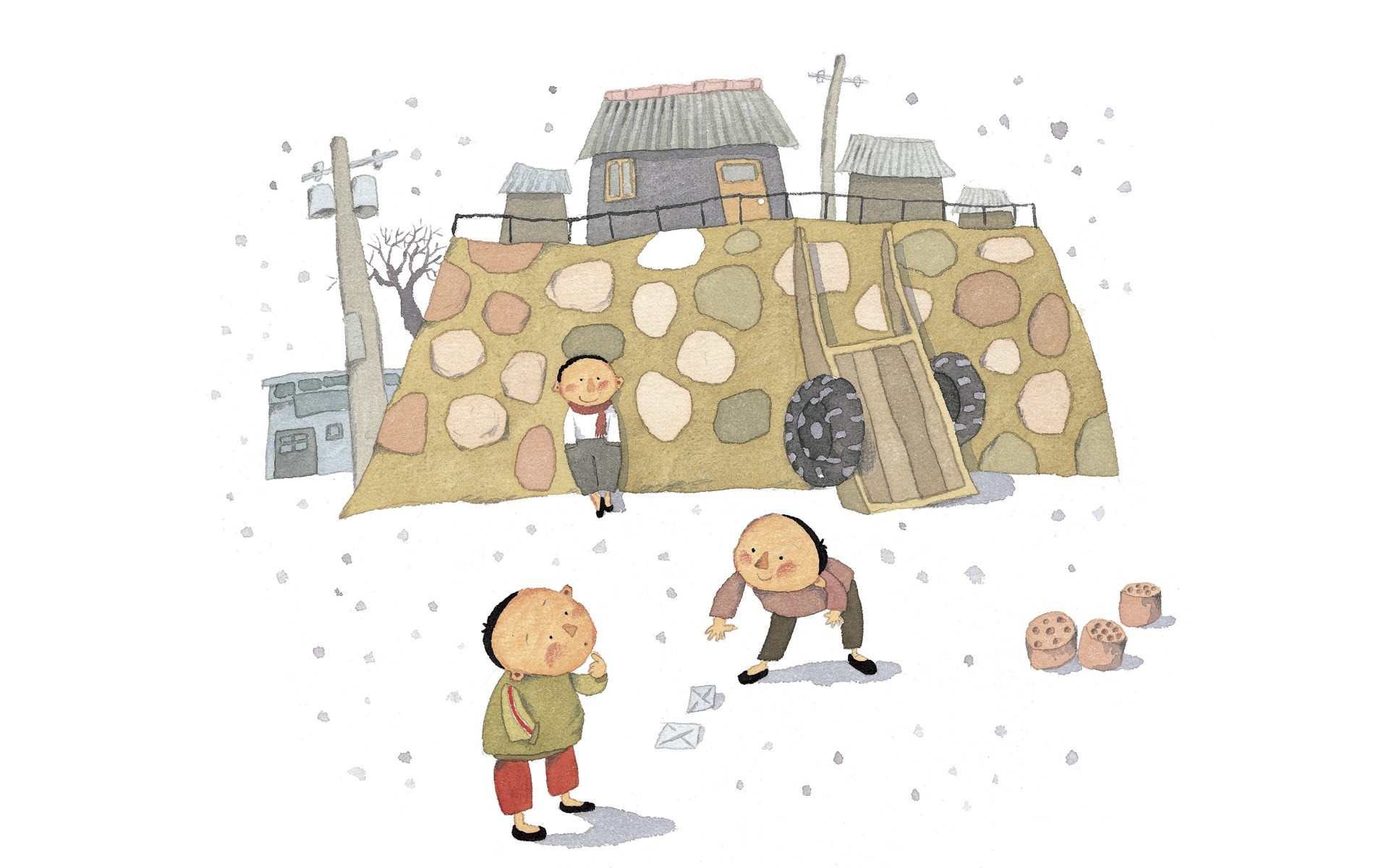 健康绿色护眼儿童手绘插画唯美大自然桌面壁纸第四辑图片