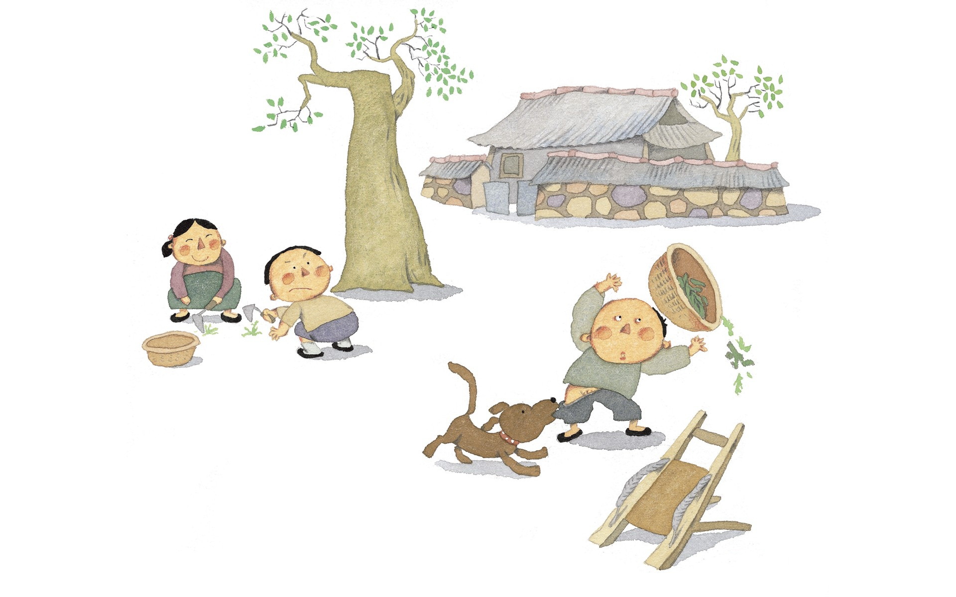 健康绿色护眼儿童手绘插画唯美大自然桌面壁纸第二辑图片