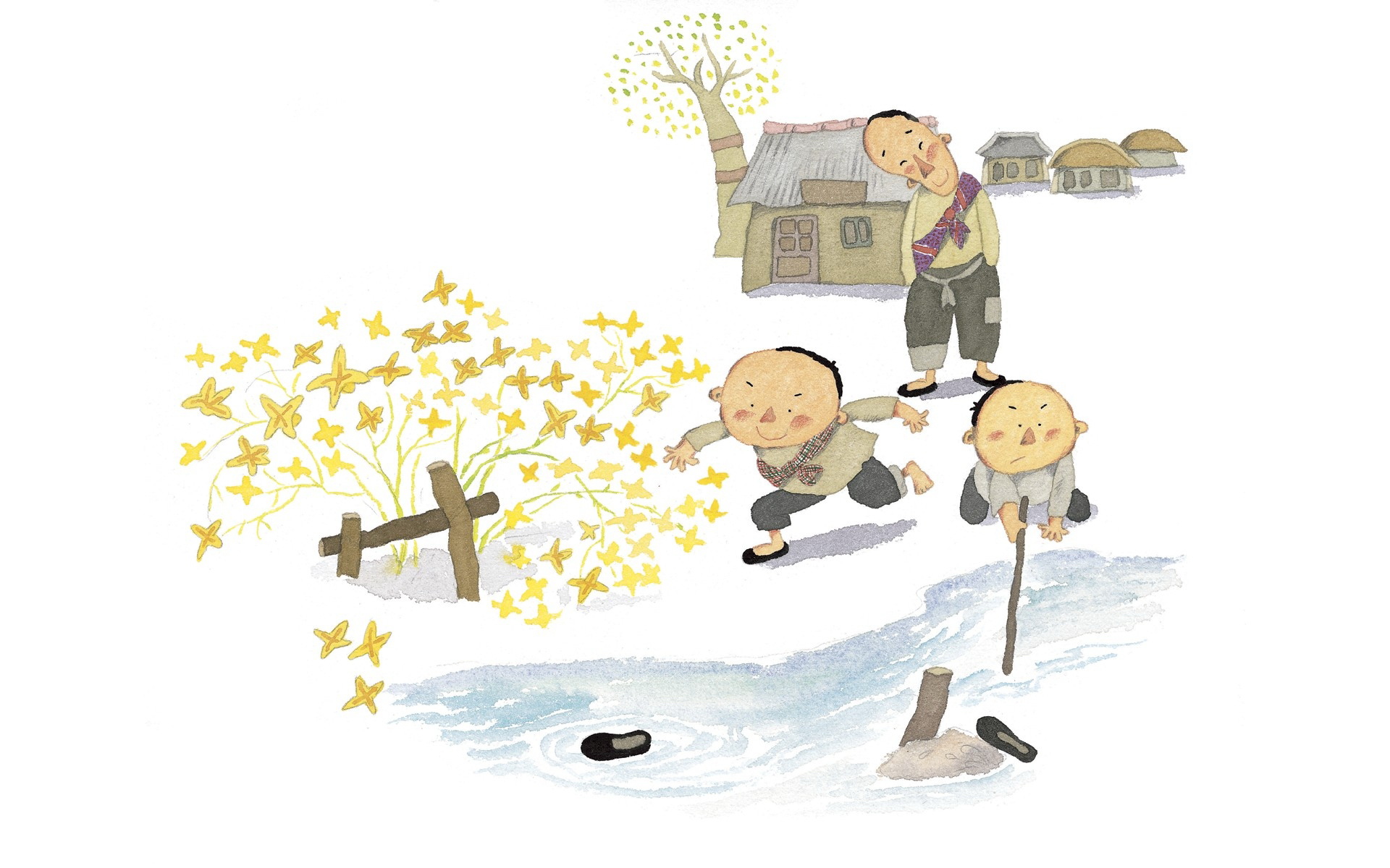 健康绿色护眼儿童手绘插画唯美大自然桌面壁纸第二辑图片