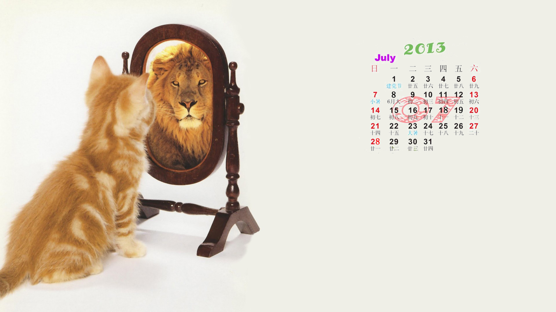 2013年7月日历桌面壁纸之动物图片