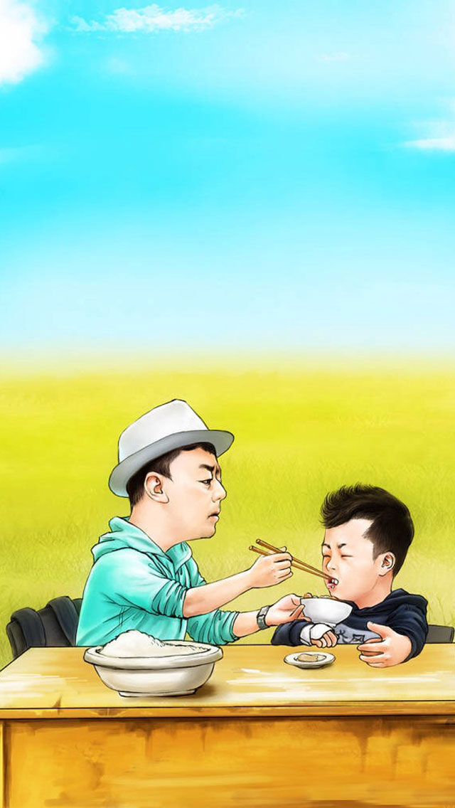 爸爸去哪儿第二季卡通手机桌面壁纸图片