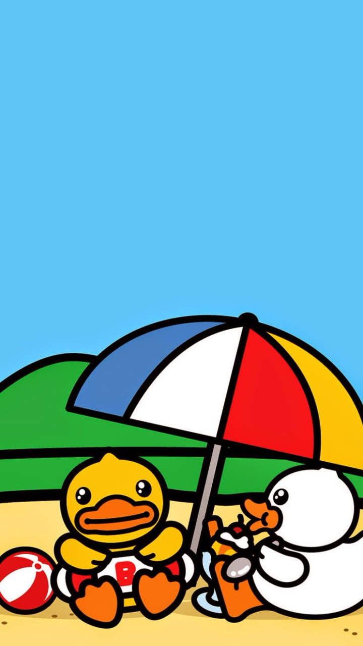 可爱卡通图片大黄鸭主题锁屏手机壁纸图片