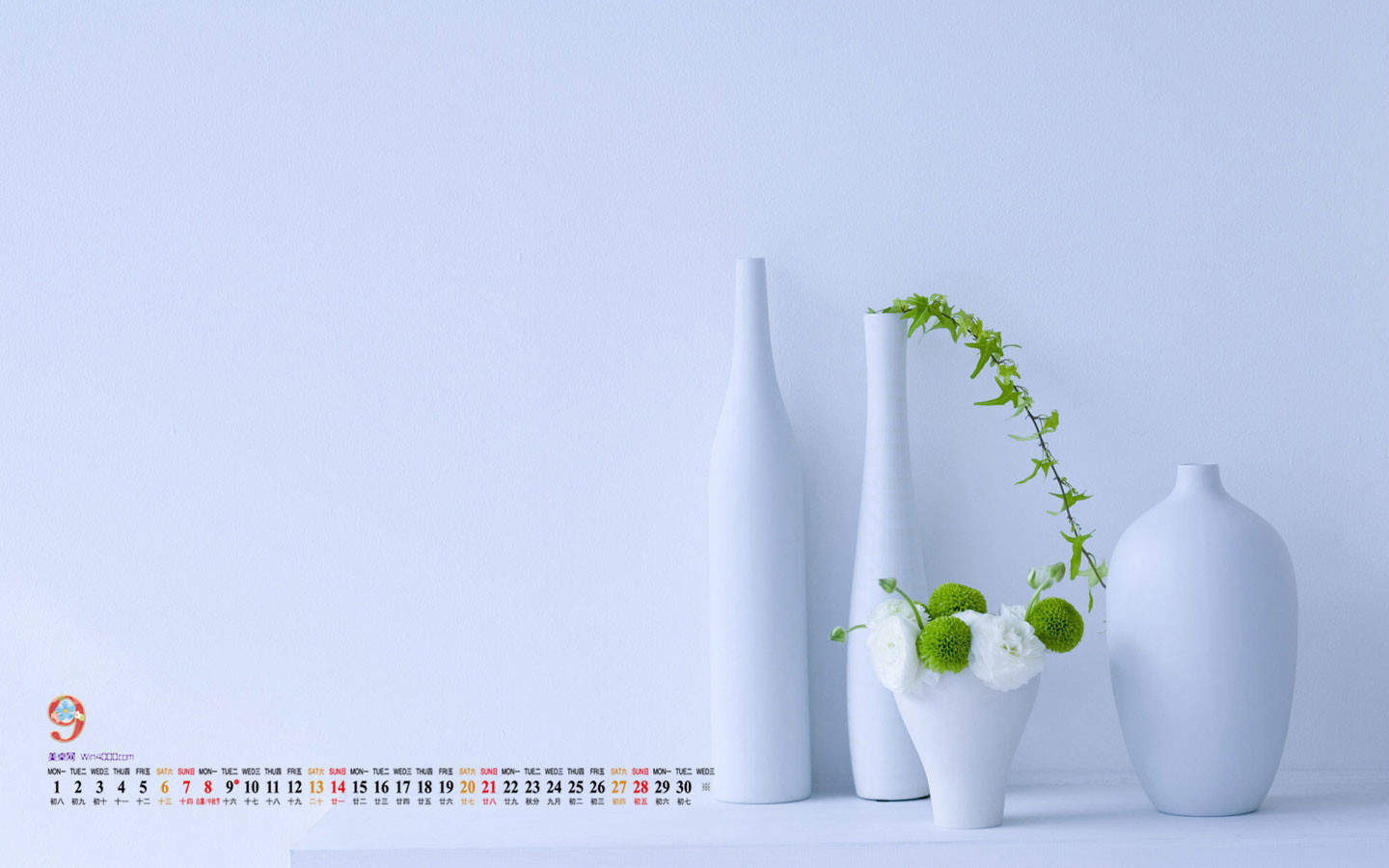 2016年8月日历盆栽风景桌面壁纸第一辑图片
