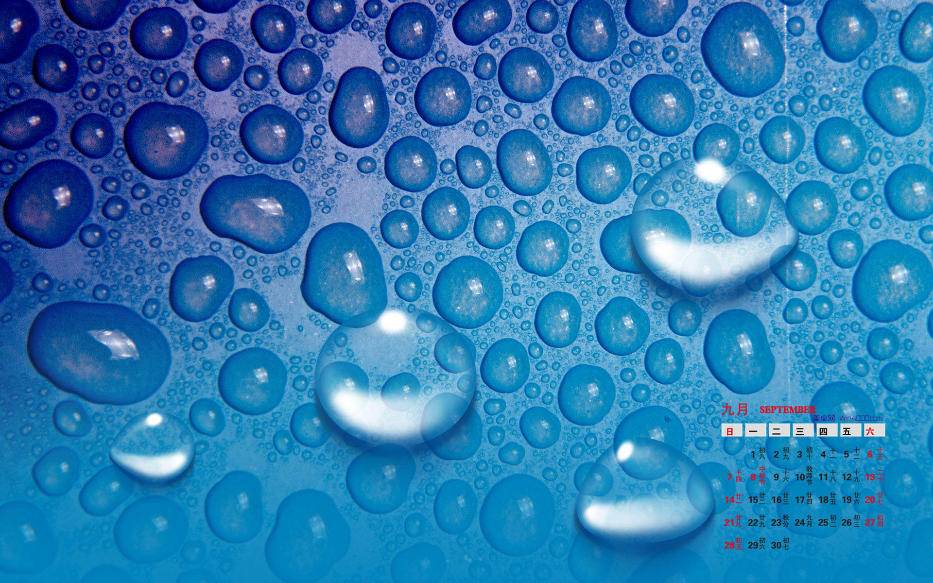 高清雨水2022年7月日历护眼桌面壁纸清新养眼的绿色水滴图片