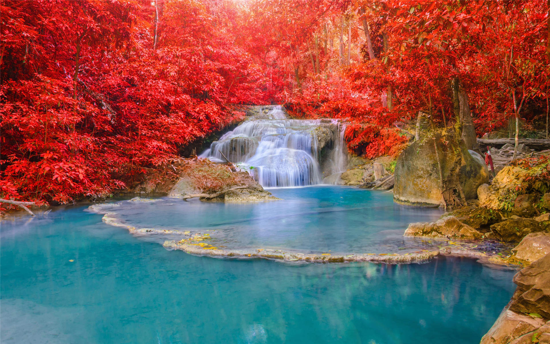 庐山瀑布绝美风景高清电脑桌面主题壁纸(四)图片