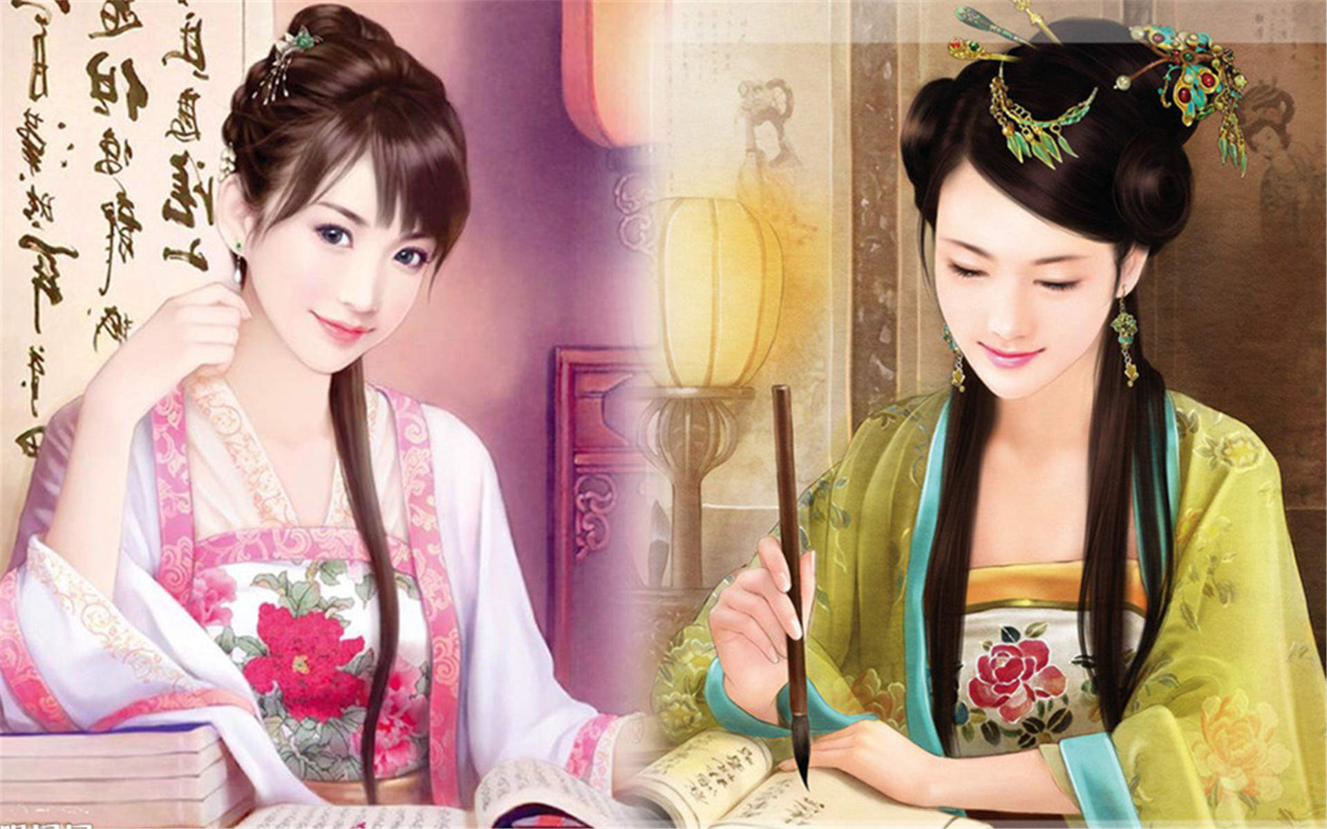 高清古典优雅中国风唯美古装美女高清手绘桌面壁纸(二)图片