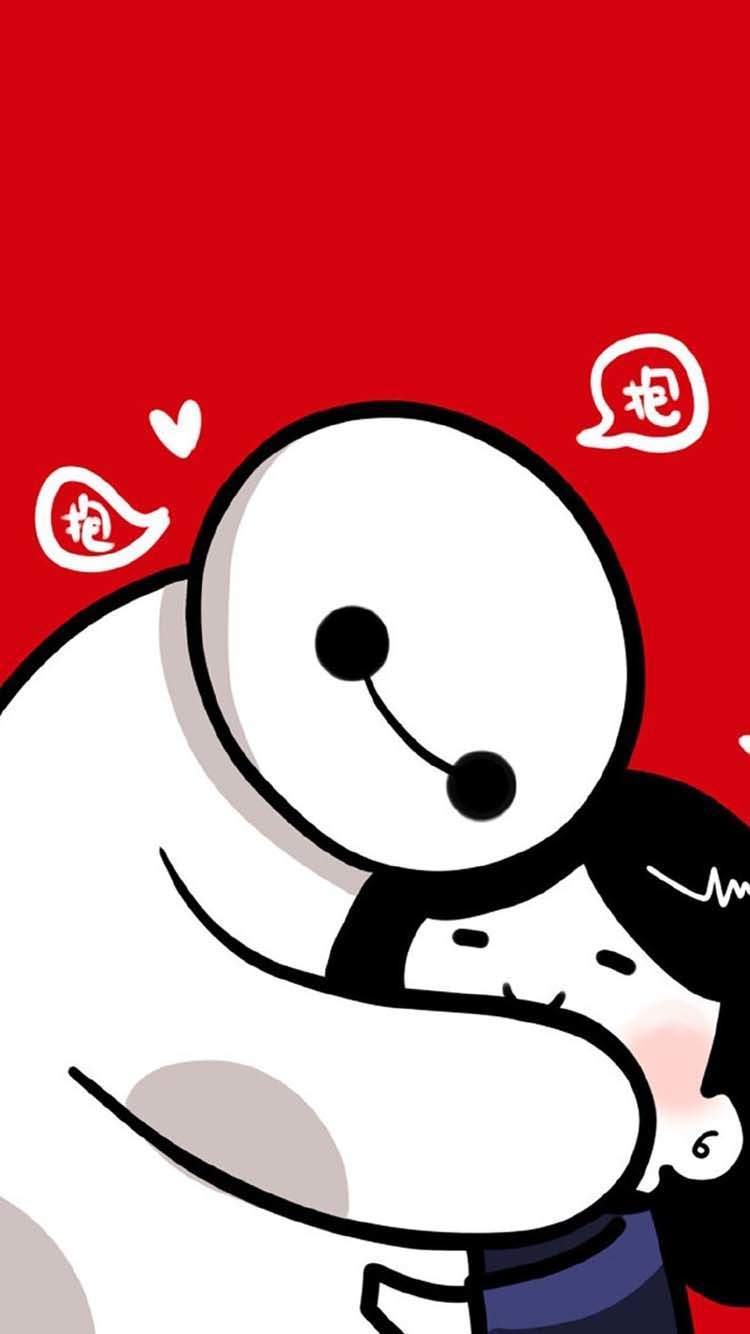 大白手机壁纸 卡通机器人大白创意iphone6手机壁纸下载图片