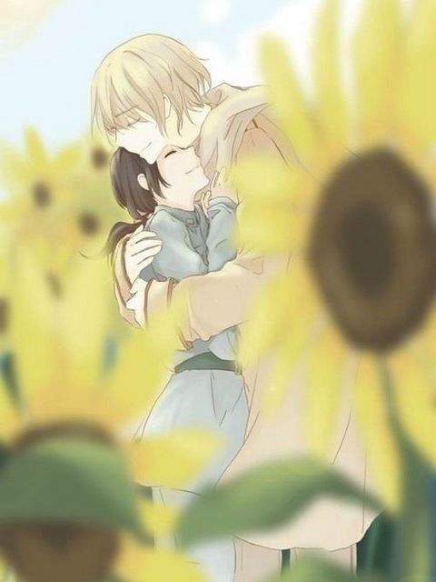甜蜜情侣手绘插画高清手机壁纸图片