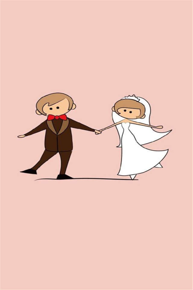 可爱卡通唯美情侣婚礼高清手机壁纸下载图片