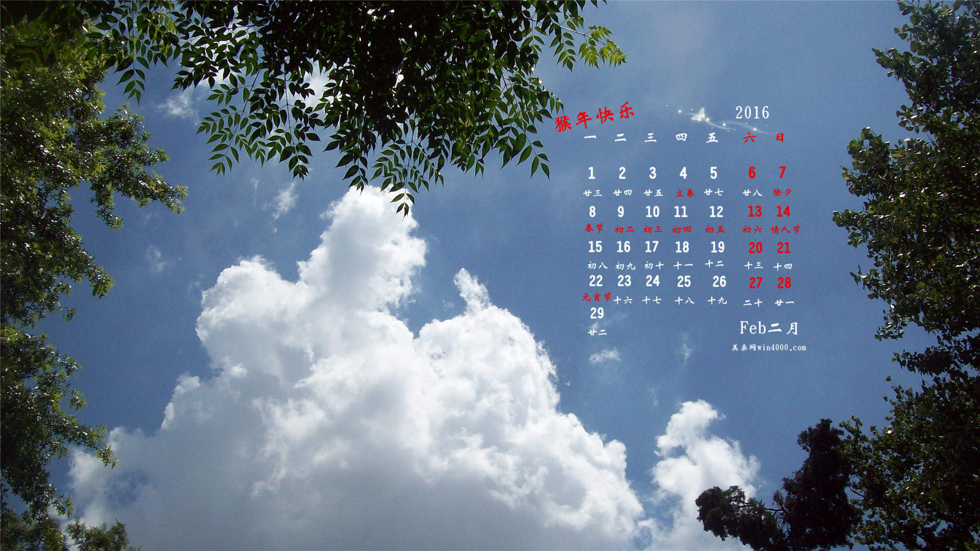 2016年8月日历蓝天下的向日葵高清风景壁纸图片