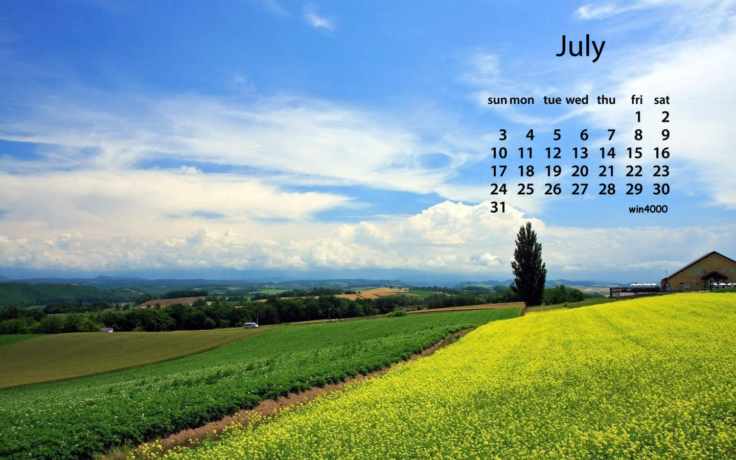 2016年7月日历图片