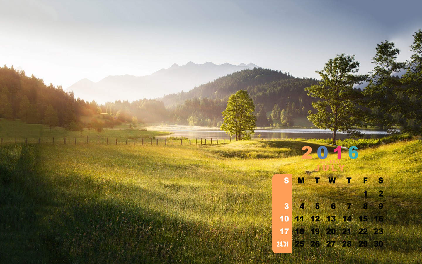 2016年7月日历图片