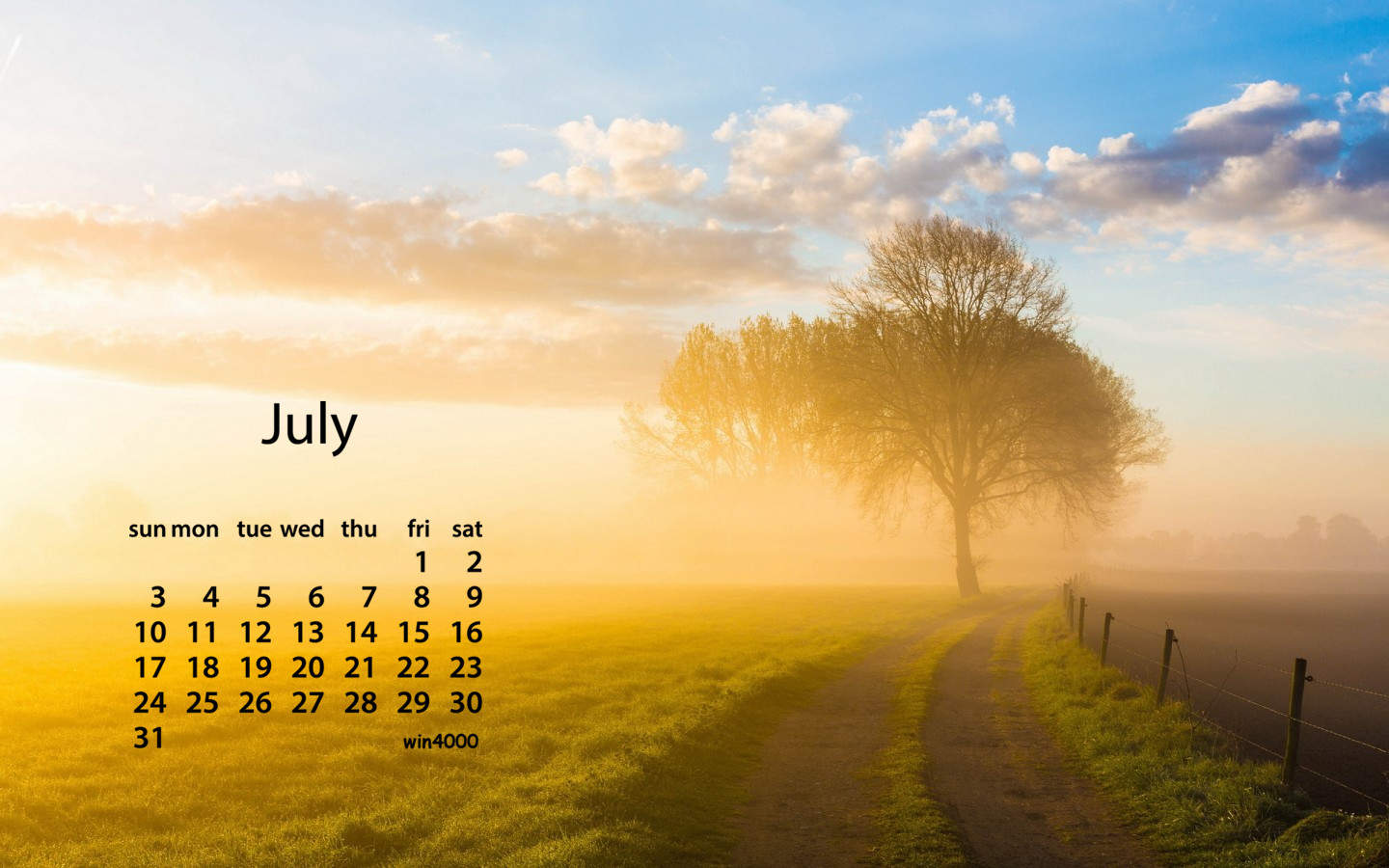 2016年7月日历图片