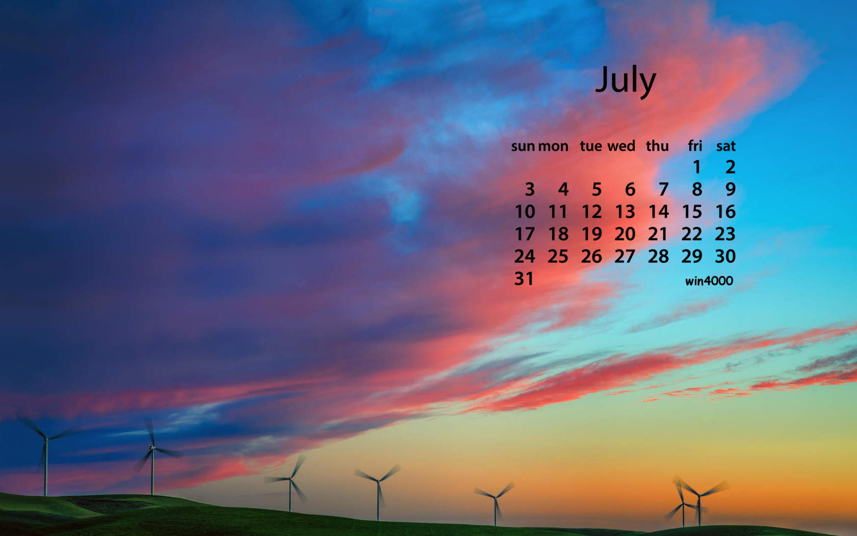 2016年7月日历浪漫简约花卉信纸桌面壁纸下载 第三辑图片