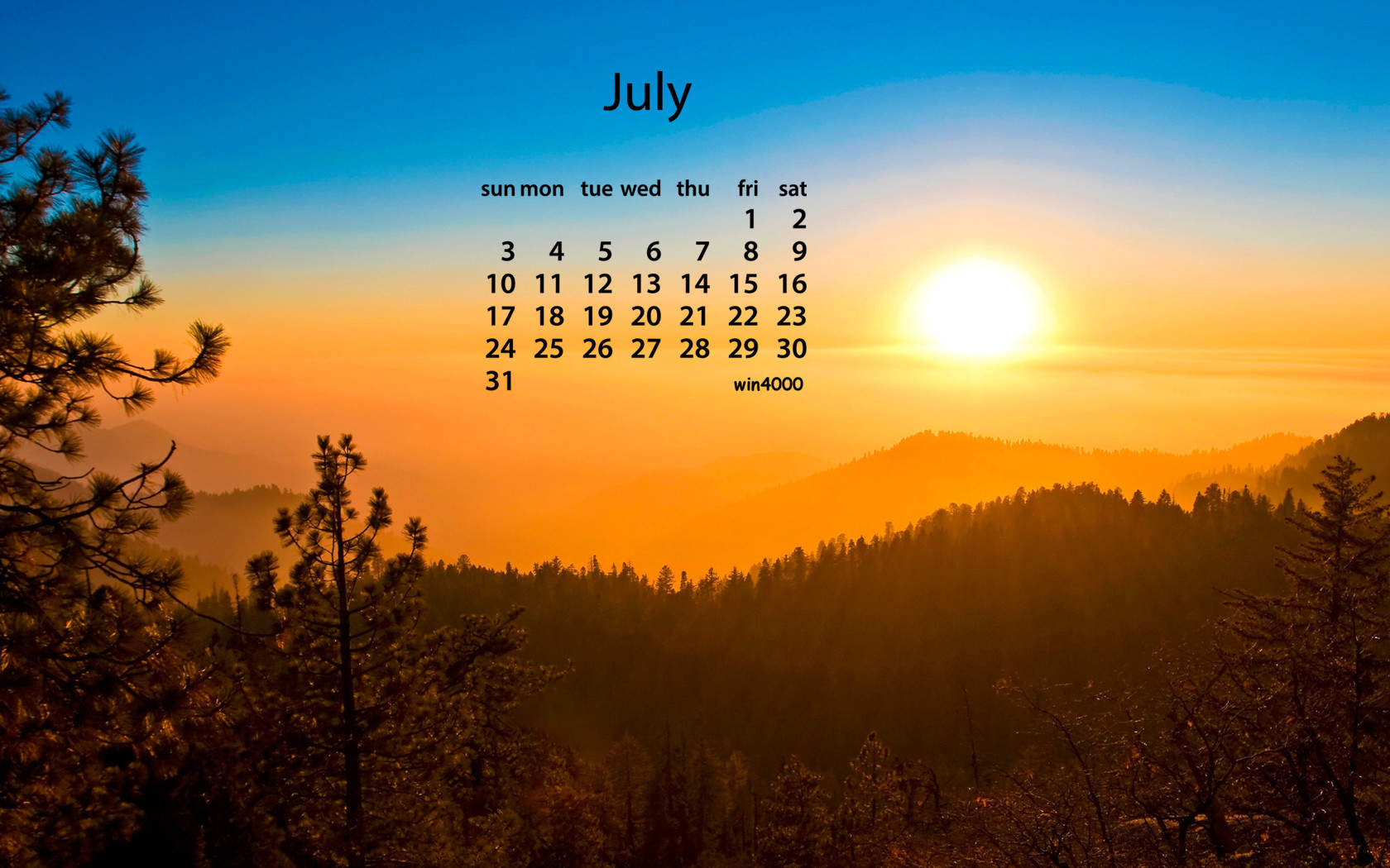 2016年7月日历浪漫简约花卉信纸桌面壁纸下载 第三辑图片