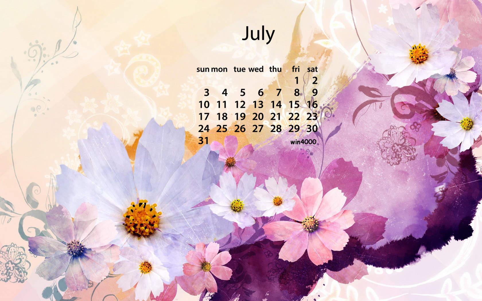 2016年7月日历图片