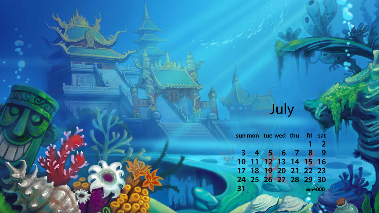 2016年7月日历图片
