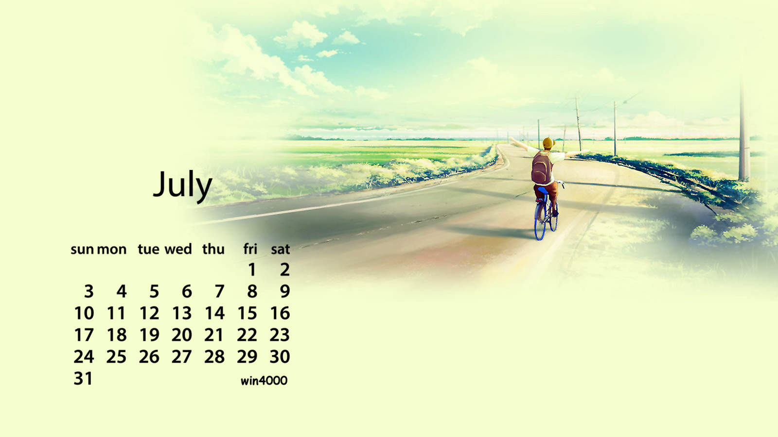 2016年7月日历图片