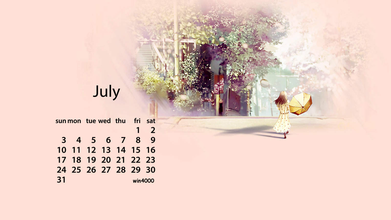2016年7月日历图片