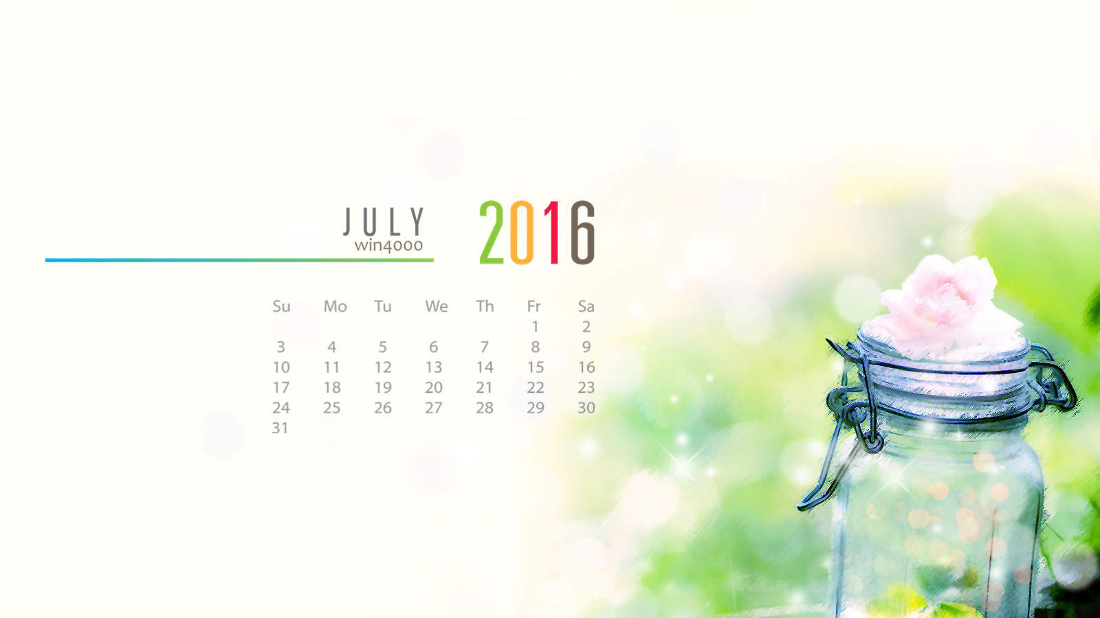 2016年7月日历图片