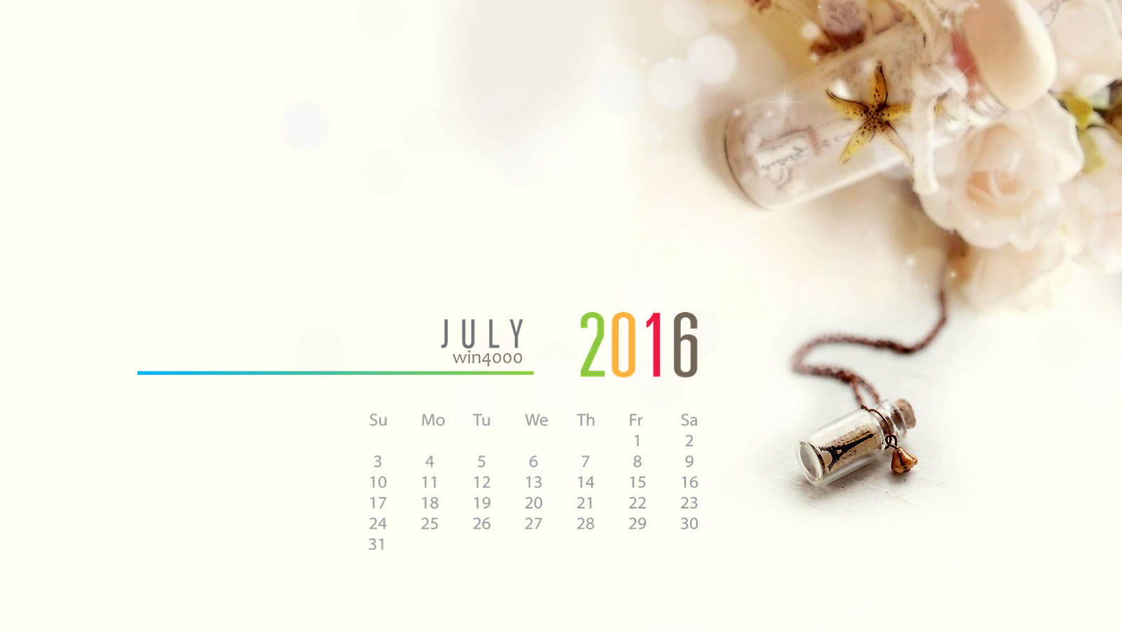 2016年7月日历图片