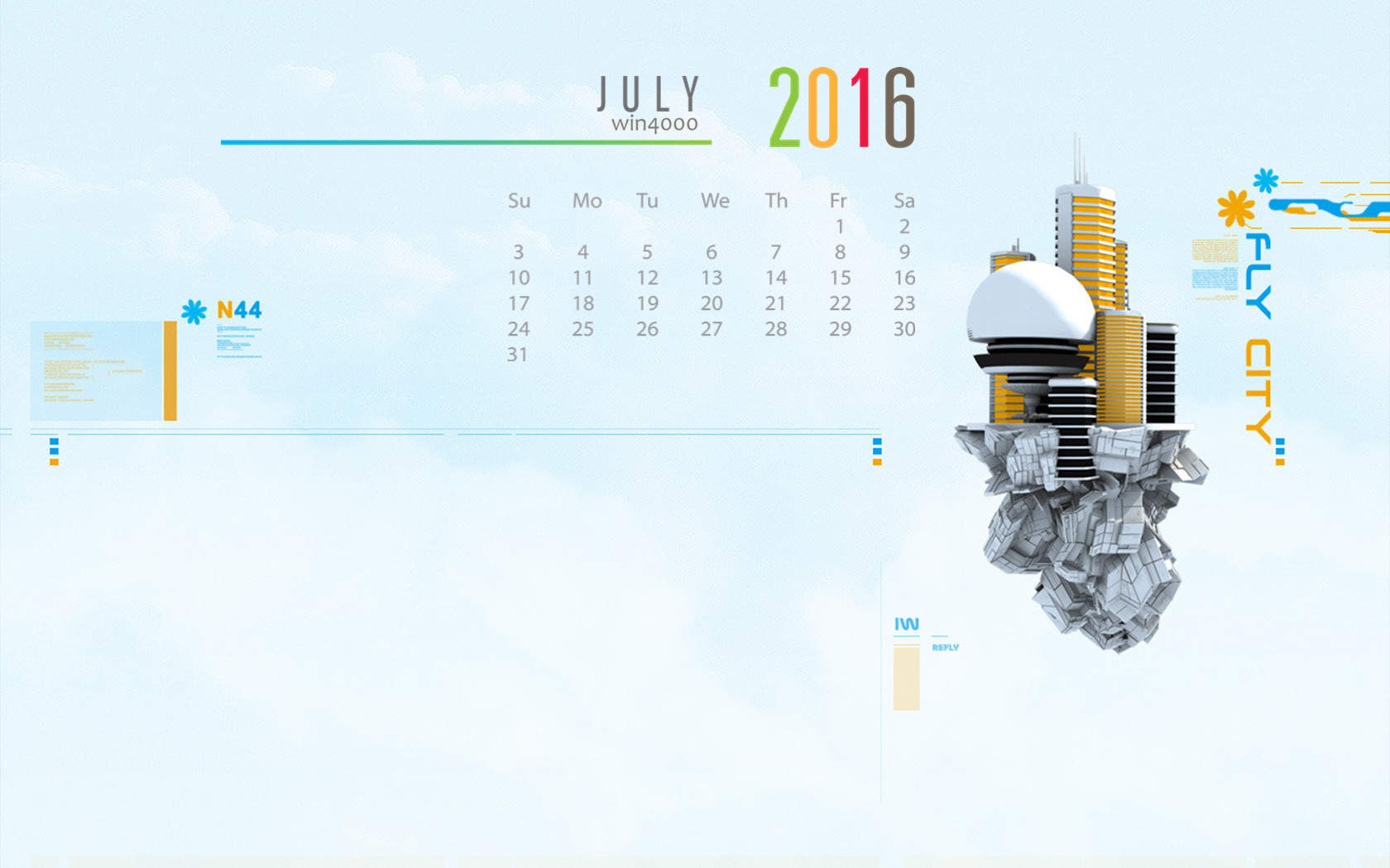 2016年7月日历图片