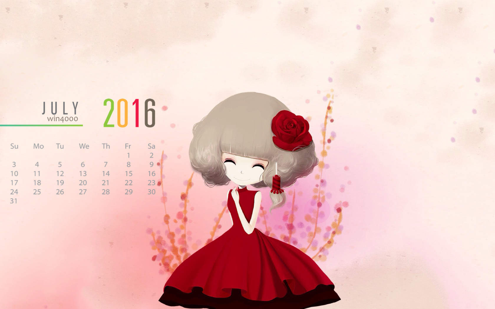 2016年7月日历图片