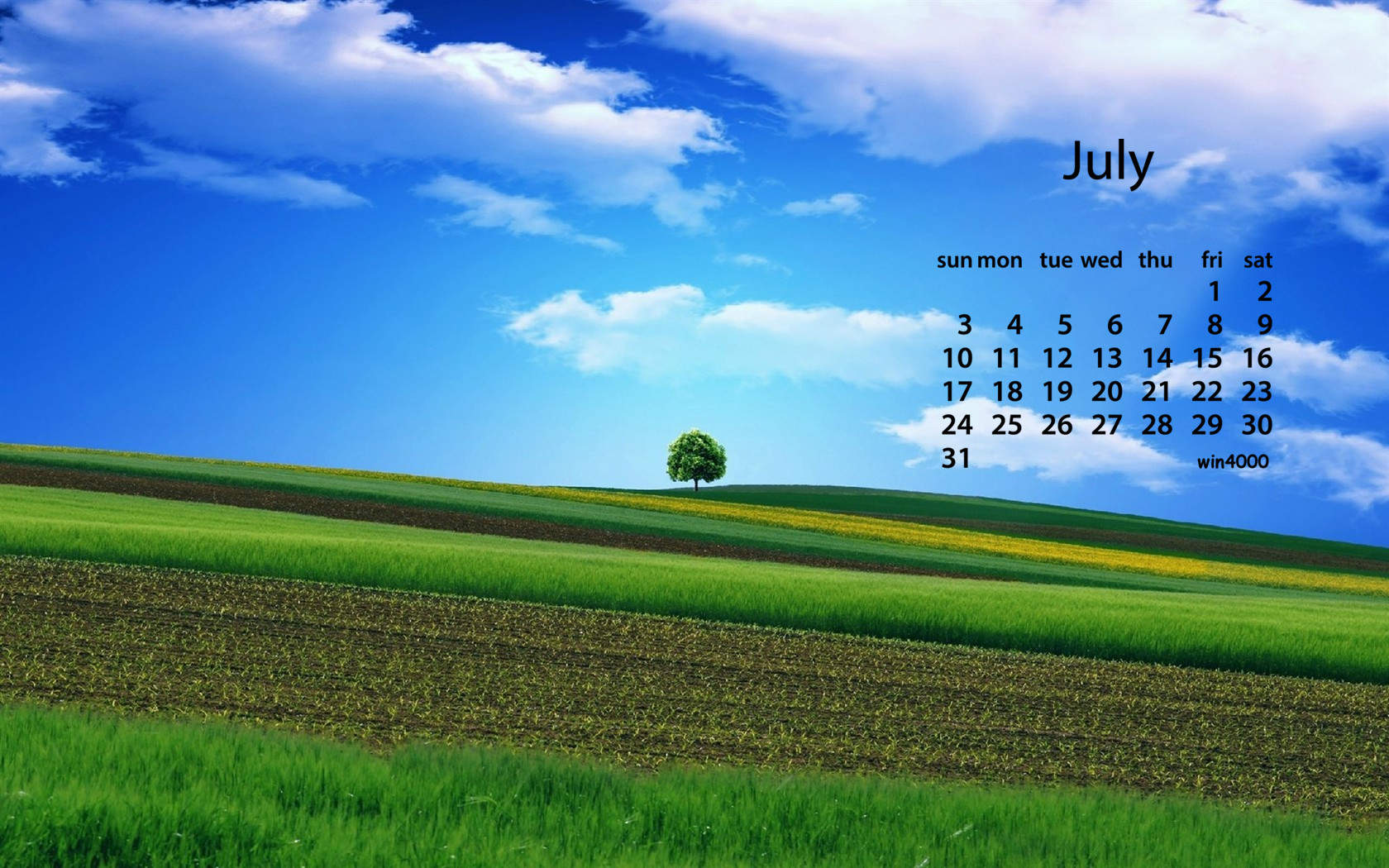 2016年7月日历图片