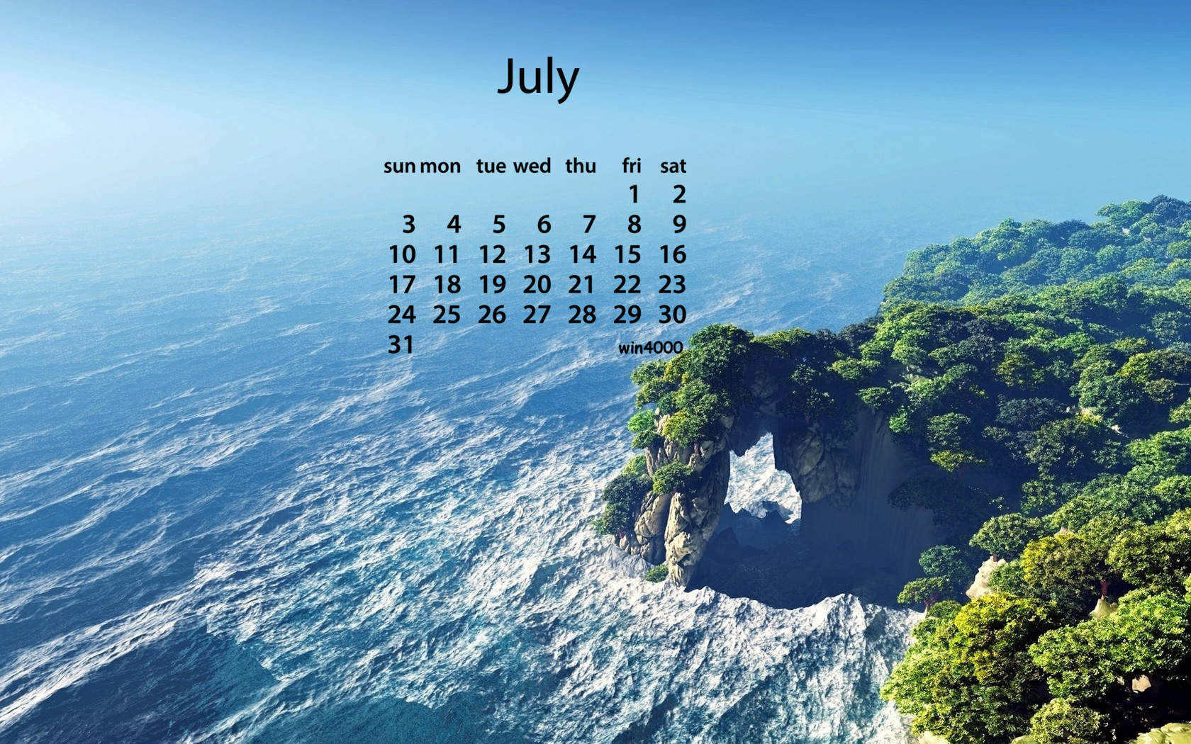 2016年7月日历图片