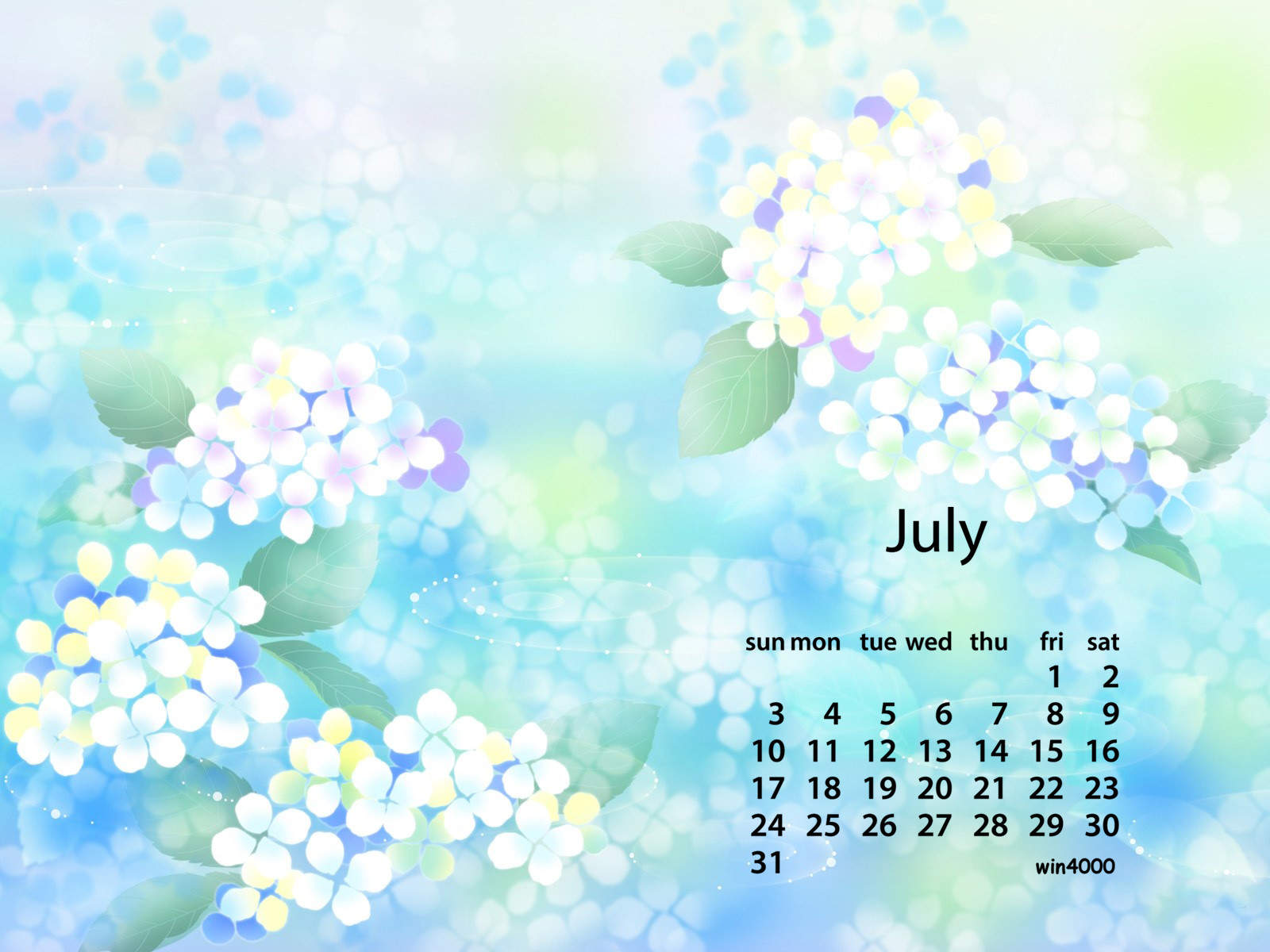 2016年7月日历图片