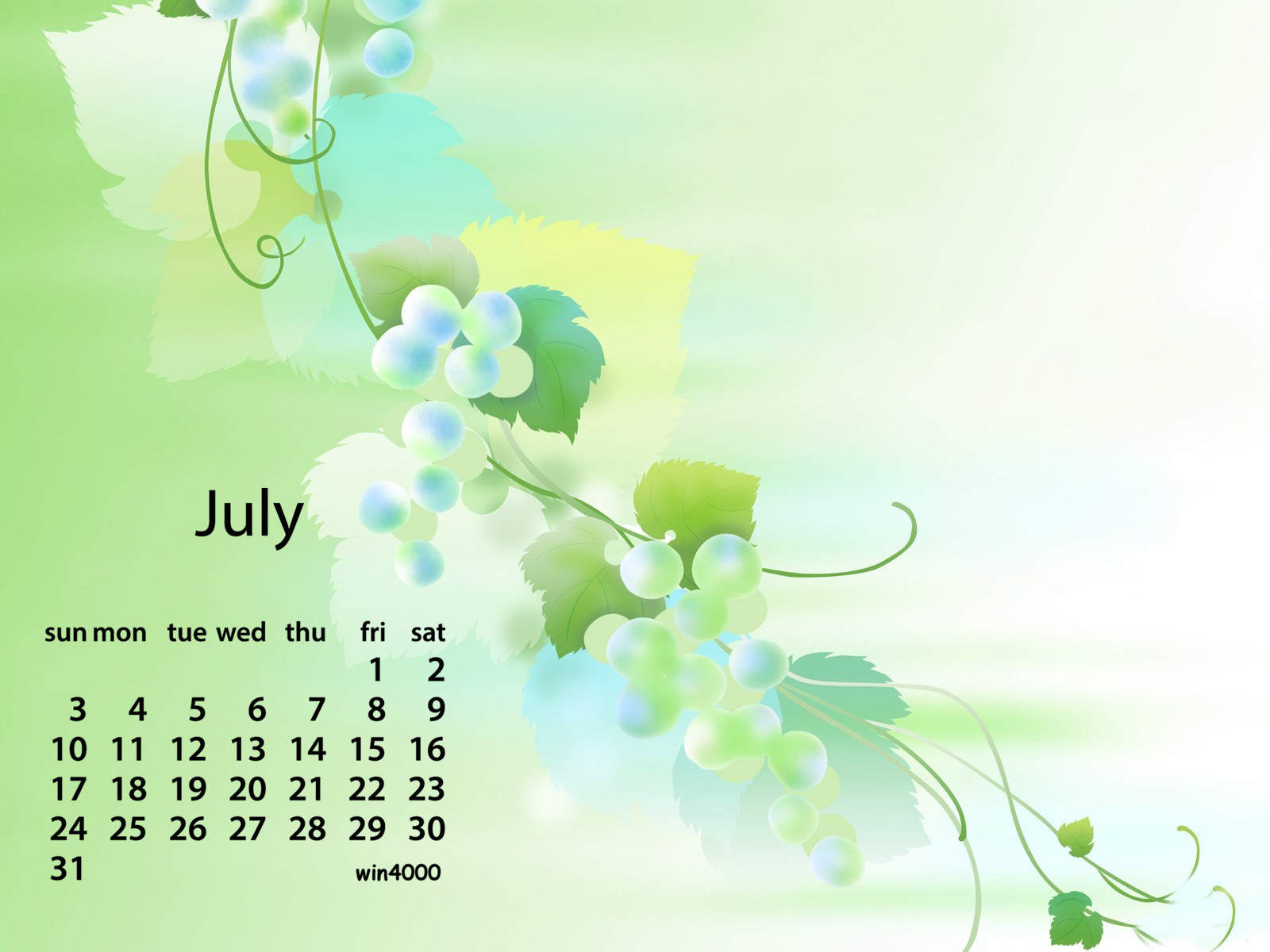 2016年7月日历图片
